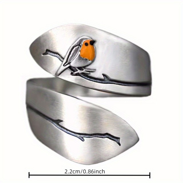 Prilagodljiv prstan s ptičko v vintage slogu 
