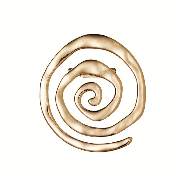Elegantna spiralna broška v zlati barvi