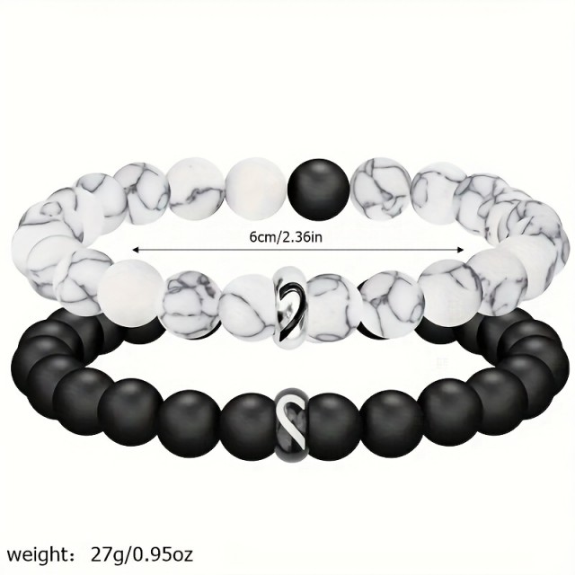 2-delni komplet zapestnic v preprostem slogu z naravnimi kamni