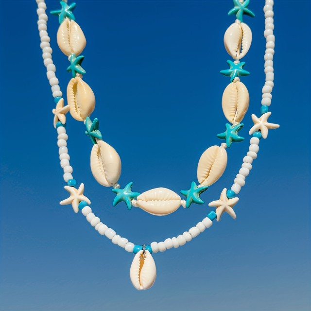 Komplet 2 morskih ogrlic v modri barvi