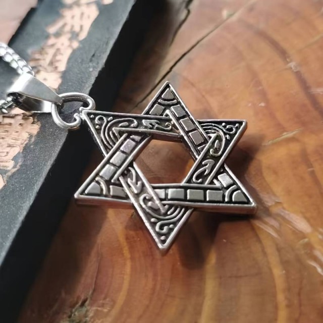 1 kos moške retro verižice s heksagramom