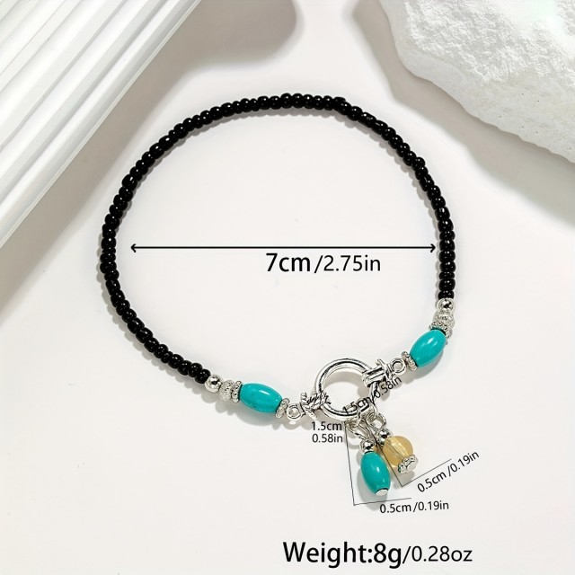 Zapestnica za nogo z visečimi pisanimi perlami