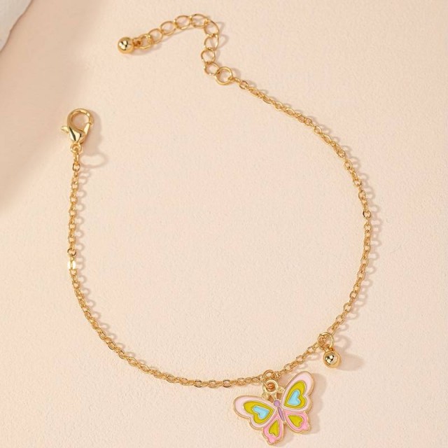 Zapestnica za nogo zlata s pisanim metuljčkom