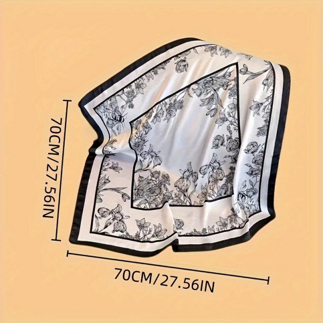 Črno-bela cvetlična kvadratna rutka 