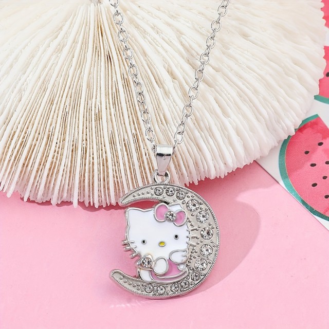 Prikupna otroška verižica z mucko na lunici Kitty