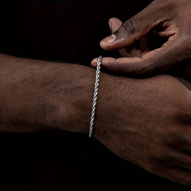 Moška zapestnica iz nerjavečega jekla prepletena