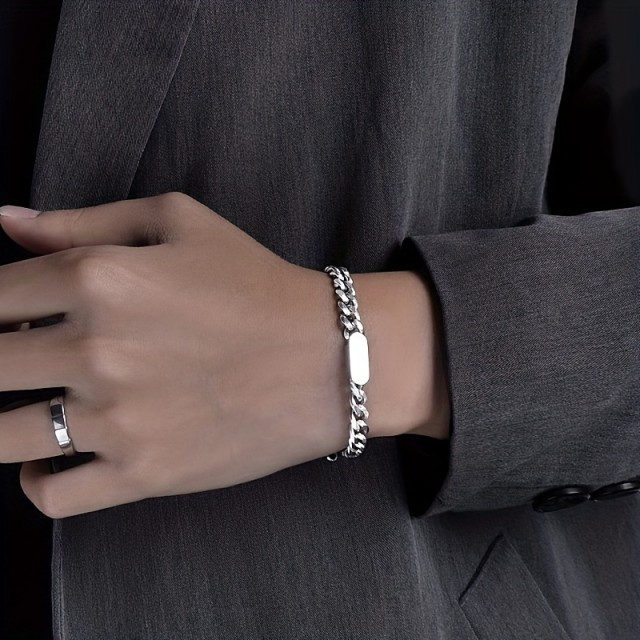 Personalizirana kubanska moška zapestnica z gravuro po želji