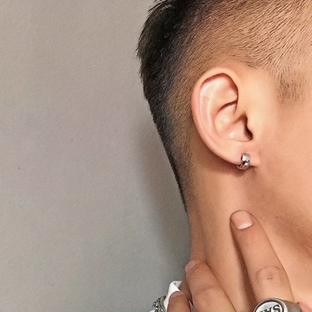 Okrogli moški uhani z luknjico 2 barvi