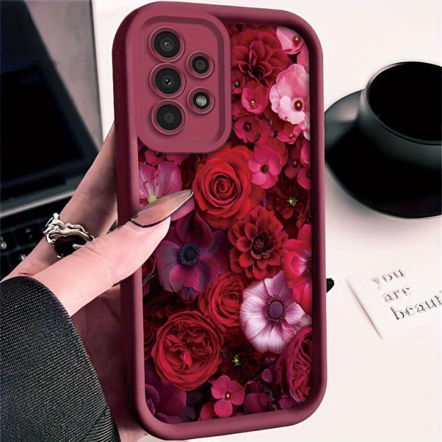 Rdeč cvetlični ovitek za telefon Samsung Galaxy A35