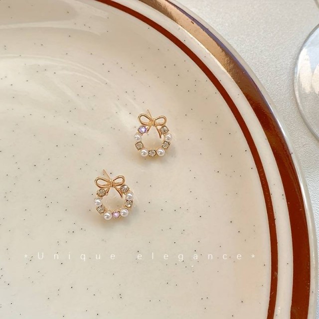 Modni okrogli uhani s pentljico, zlate barve