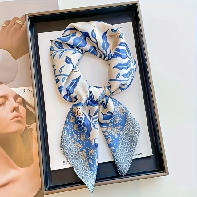 Bohemijska kvadratna ruta s cvetličnim potiskom za ženske 