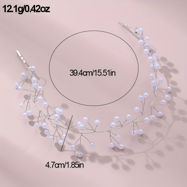 Eleganten romantičen poročni dodatek za lase s perlicami