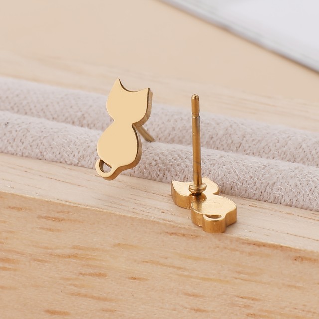 Prikupni uhančki z mucko nerjaveči 3 barve