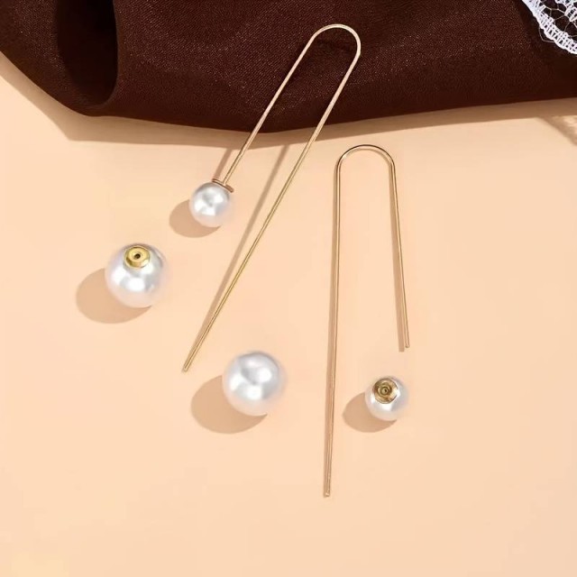 Elegantni viseči uhani s perlico zlati 