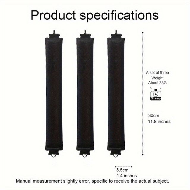 Komplet 3 črnih kodralnikov za velike kodre