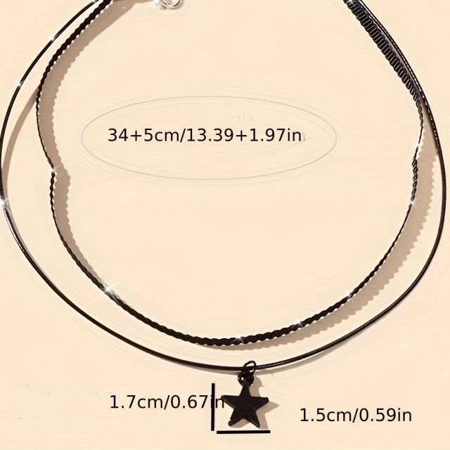 Choker ogrlica z obeskom zvezde v črni barvi 