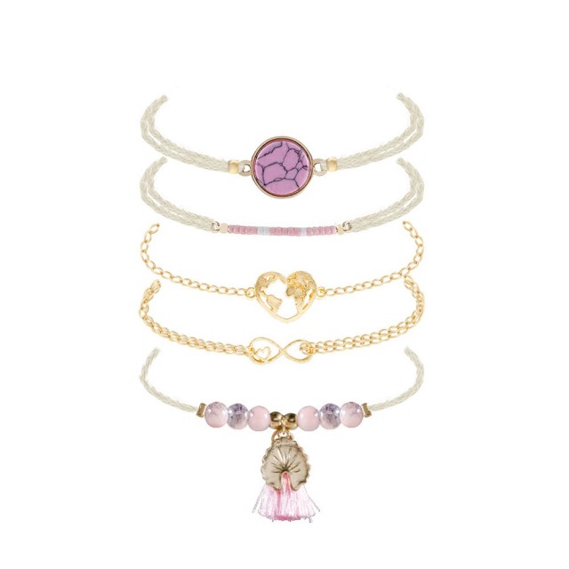 5 delni set zapestnic, zlato roza barve