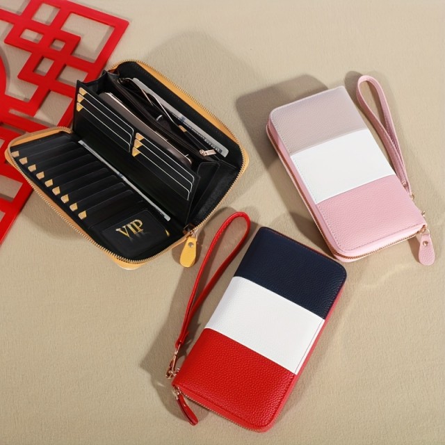 Ženska tribarvna denarnica z zadrgo