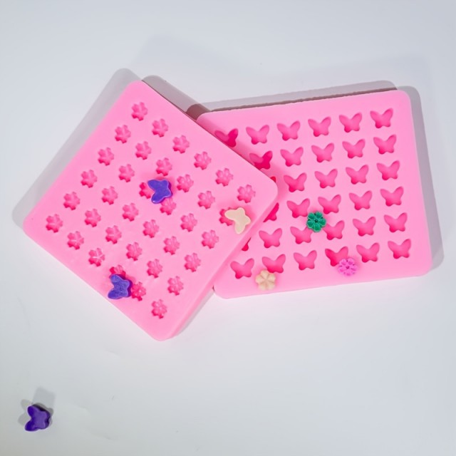 2 kosa silikonskih modelov za DIY obrt v obliki rožic in metuljev
