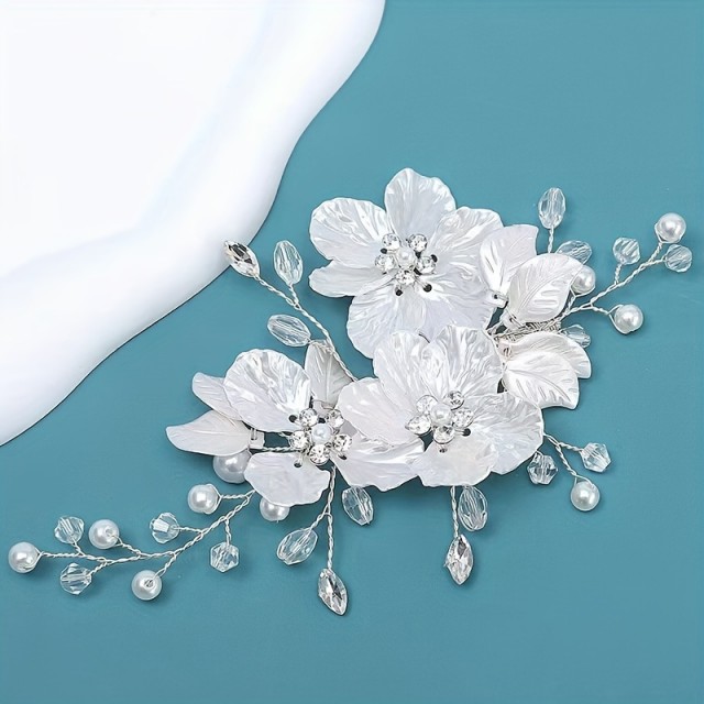 Elegantni poročni glavnik za lase, cvetlični dizajn 