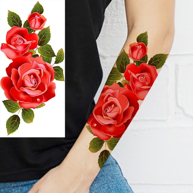 Začasna tetovaža vodoodporna z rdečimi vrtnicami