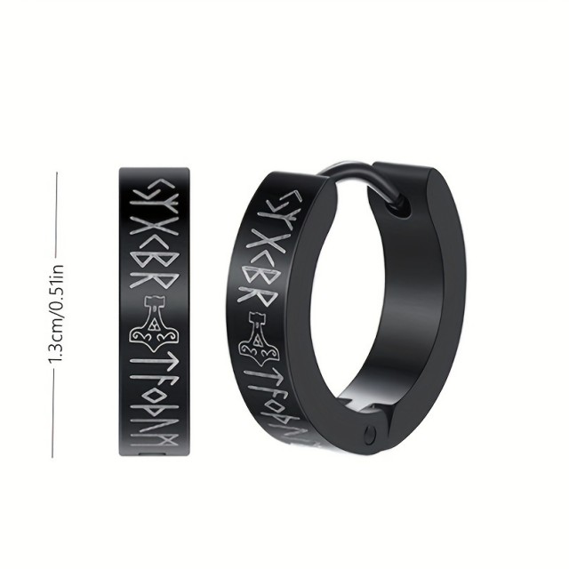 Moški okrogli uhani z vikinškimi motivi 