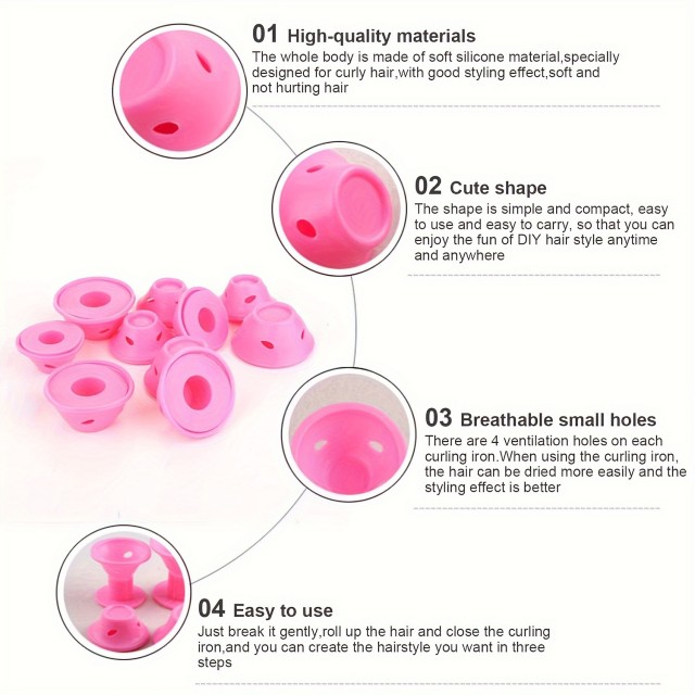 Komplet 30 navijalk v obliki gobe roza barve