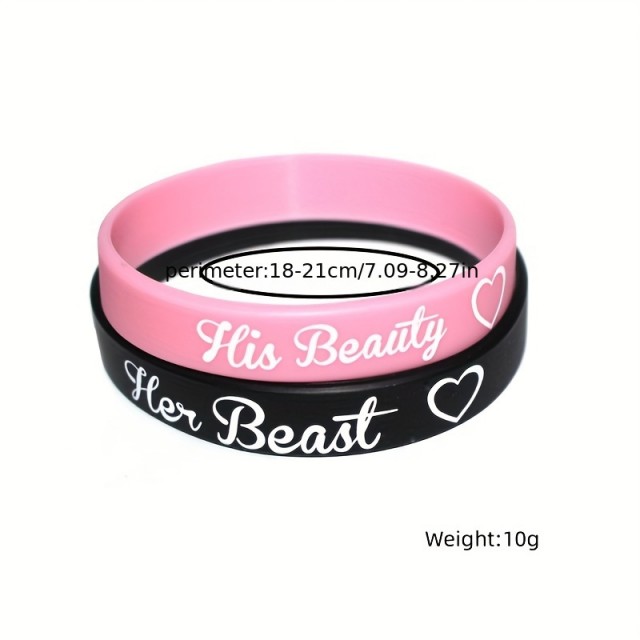 Komplet 2 silikonskih zapestnic His Beauty Her Beast