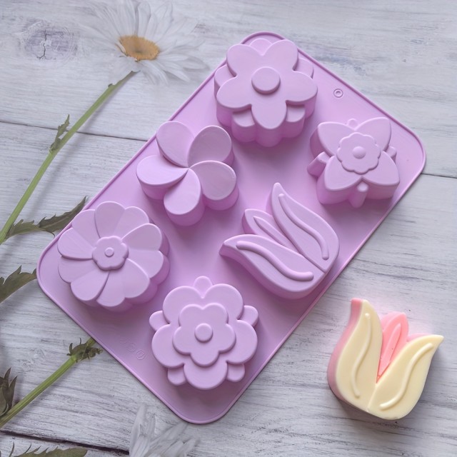 Komplet 3 silikonskih kalupov za izdelavo mila ali sveč cvetlični 