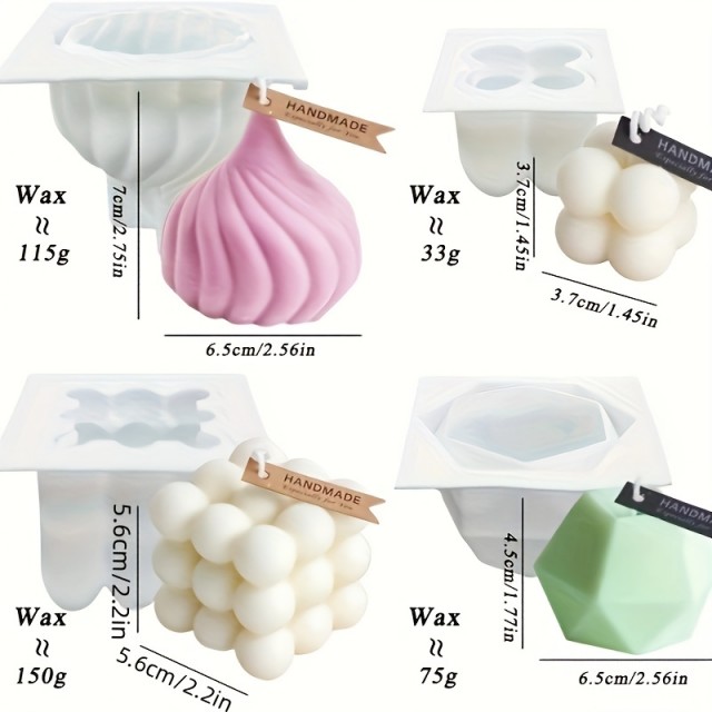 4-delni set silikonskih modelov za sveče 