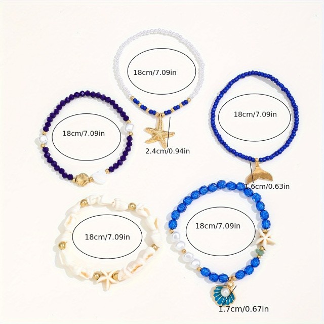 5 delni komplet zapestnic v morskem stilu