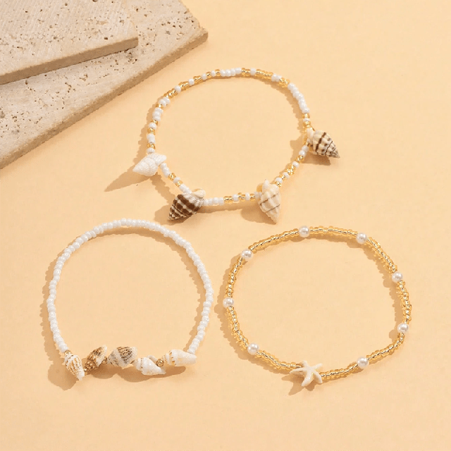 Poletni komplet zapestnic za nogo školjkice