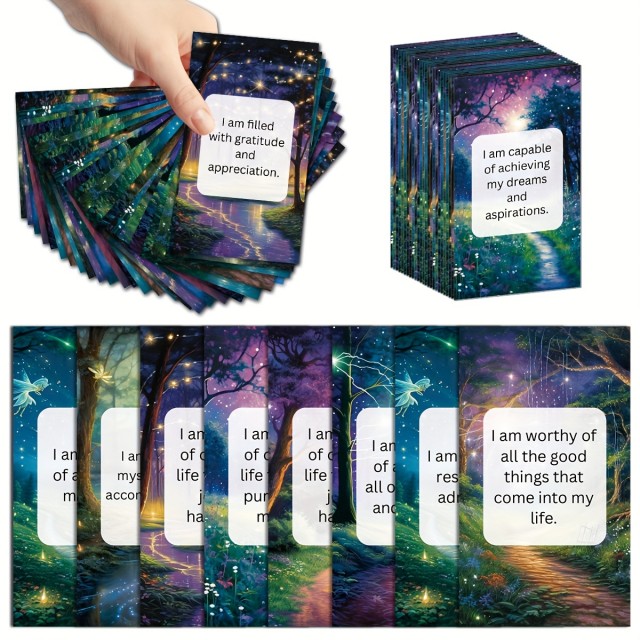 Komplet 60 motivacijskih kart - Citati z Nočnim Gozdnim Dizajnom