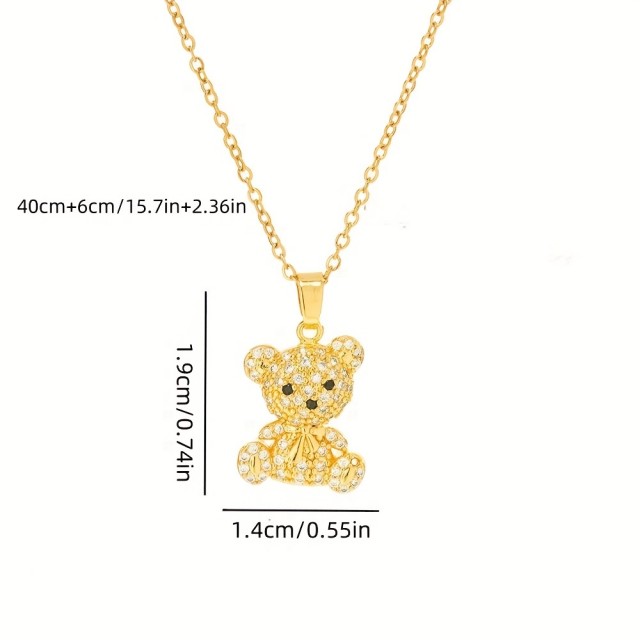 Prikupna ogrlica z medvedkom zlate barve 