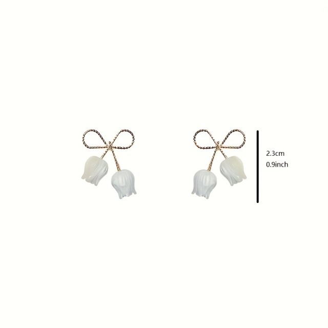 Prelepi kovinski uhani s tulipani in pentljo