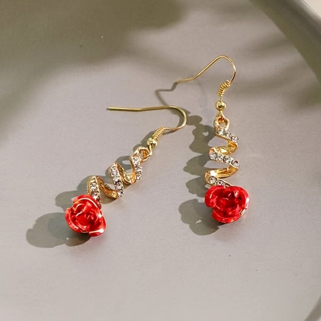 Viseči uhani v obliki spirale z vrtnico