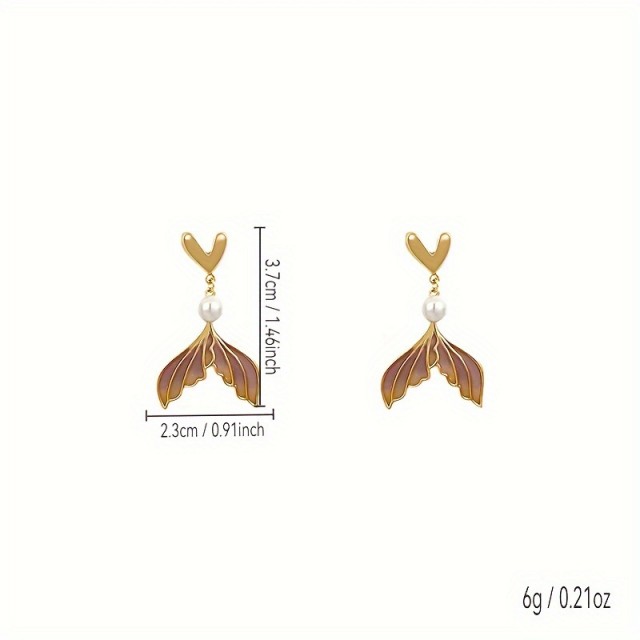 Uhani v stilu morske deklice s perlico