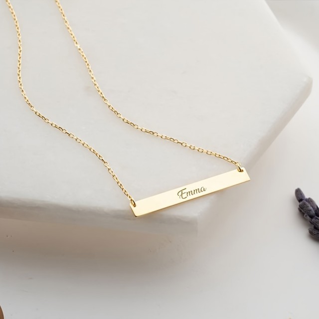 Personalizirana ogrlica s podolgovato ploščico in gravuro po želji