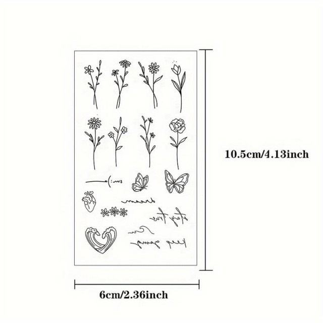 Komplet 4 tatujev z rožami in metulji