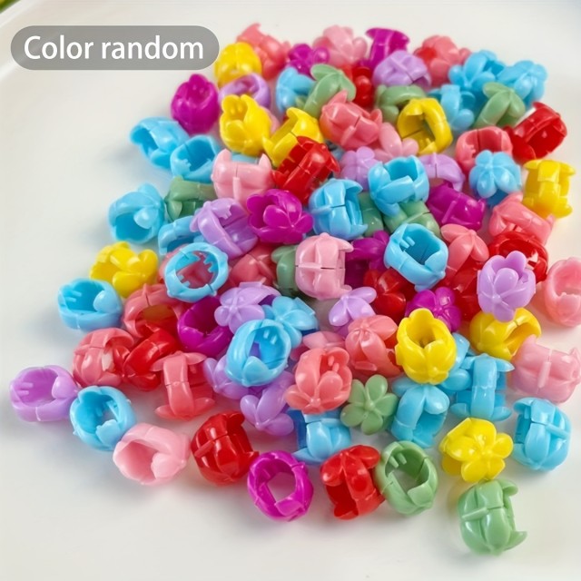 50 kosov ljubkih pisanih lasnih sponk v obliki rožic