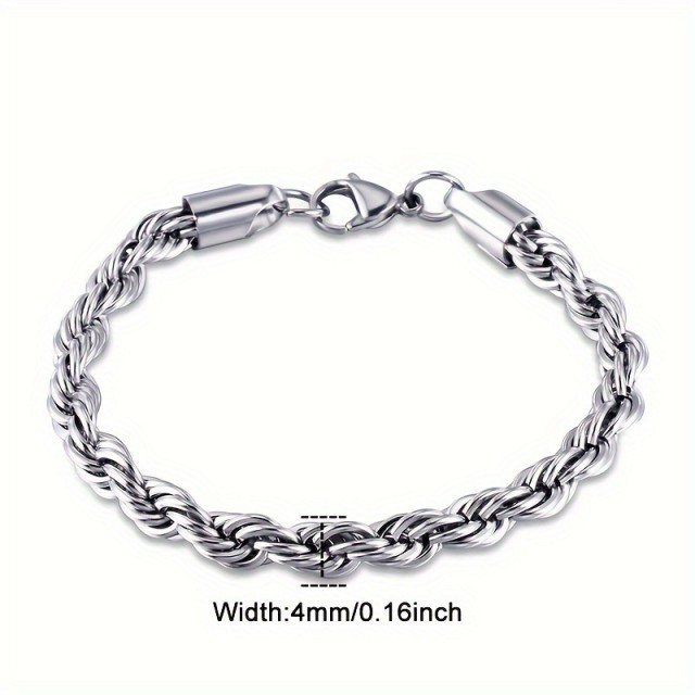 Moška zapestnica iz nerjavečega jekla prepletena