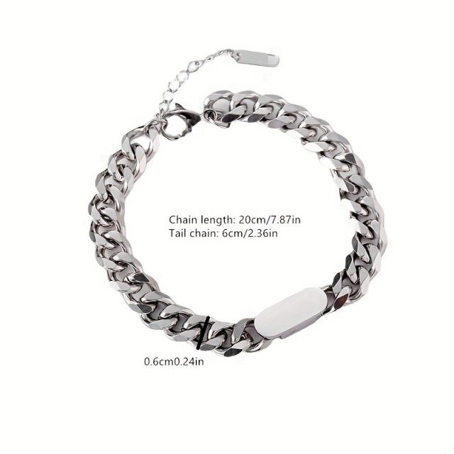 Personalizirana kubanska moška zapestnica z gravuro po želji