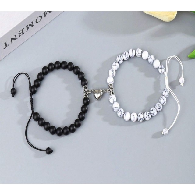 Komplet 2 zapestnic s kamni in magnetkom