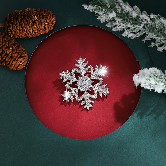 Elegantna broška v obliki srebrne snežinke 