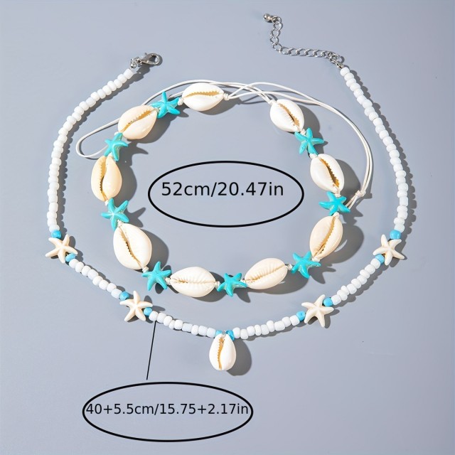 Komplet 2 morskih ogrlic v modri barvi