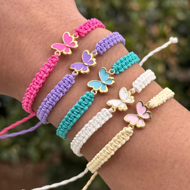 5 delni set pisanih zapestnic z metuljčki 