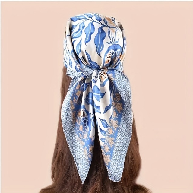 Bohemijska kvadratna ruta s cvetličnim potiskom za ženske 