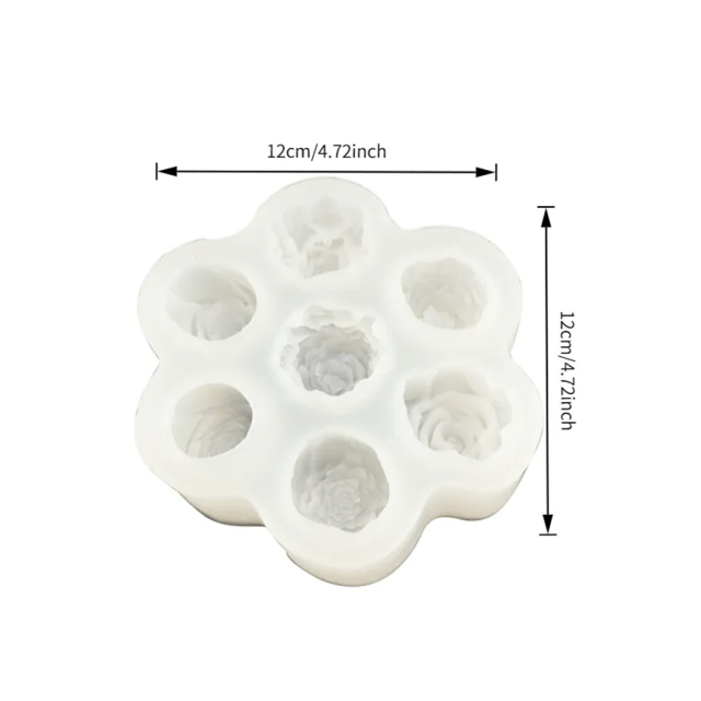 7-delni silikonski model za sveče ali mila s 3D rožami