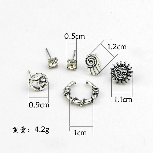 Komplet 6 parov uhanov, sonce