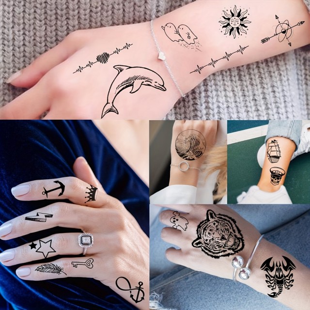 Komplet 52 majhnih realističnih črnih začasnih tetovaž